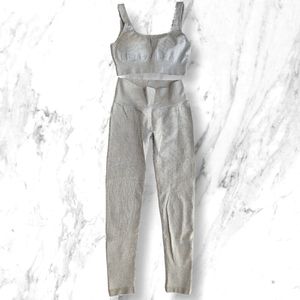 Nude Ribbed Legging and Sports Bra Set by Missguided sz M